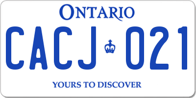 ON license plate CACJ021