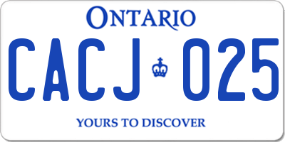 ON license plate CACJ025