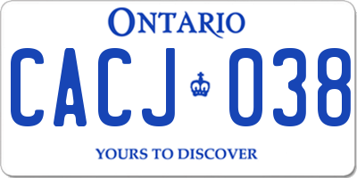 ON license plate CACJ038