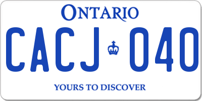 ON license plate CACJ040