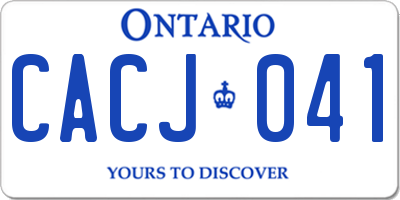 ON license plate CACJ041