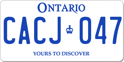 ON license plate CACJ047