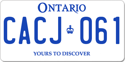 ON license plate CACJ061