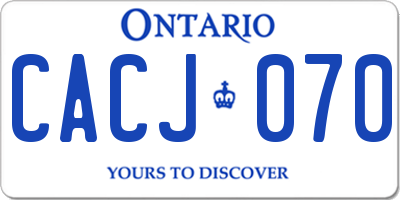 ON license plate CACJ070