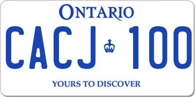 ON license plate CACJ100