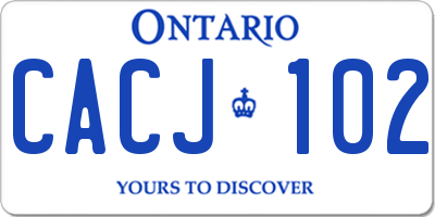 ON license plate CACJ102