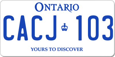 ON license plate CACJ103