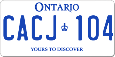 ON license plate CACJ104