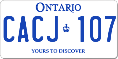 ON license plate CACJ107