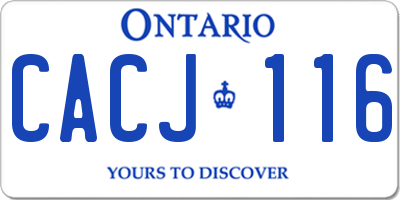 ON license plate CACJ116