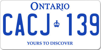 ON license plate CACJ139