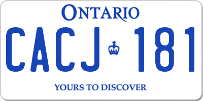 ON license plate CACJ181