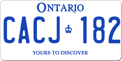 ON license plate CACJ182