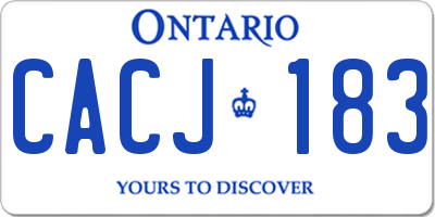 ON license plate CACJ183