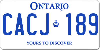 ON license plate CACJ189