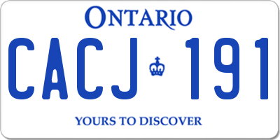 ON license plate CACJ191