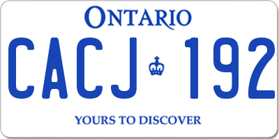 ON license plate CACJ192