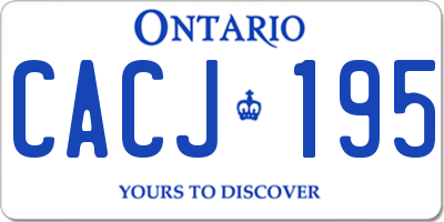 ON license plate CACJ195