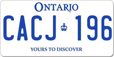 ON license plate CACJ196