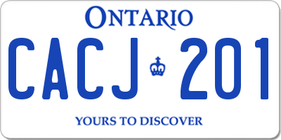 ON license plate CACJ201