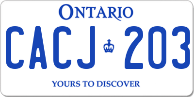 ON license plate CACJ203