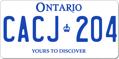 ON license plate CACJ204