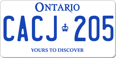 ON license plate CACJ205