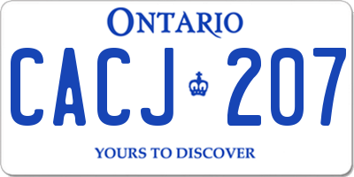 ON license plate CACJ207