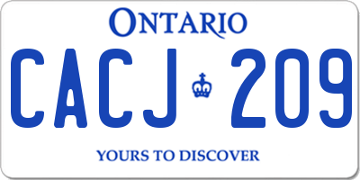 ON license plate CACJ209