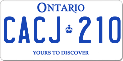 ON license plate CACJ210