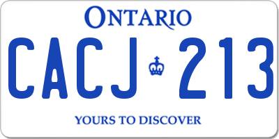 ON license plate CACJ213