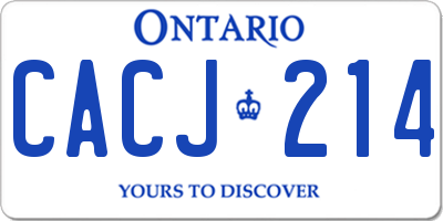 ON license plate CACJ214