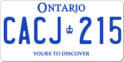 ON license plate CACJ215