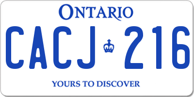 ON license plate CACJ216