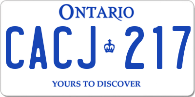 ON license plate CACJ217