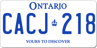 ON license plate CACJ218