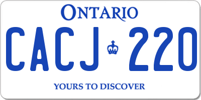 ON license plate CACJ220