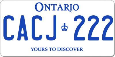 ON license plate CACJ222