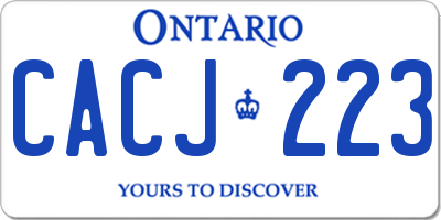 ON license plate CACJ223