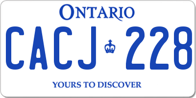 ON license plate CACJ228