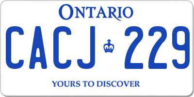 ON license plate CACJ229