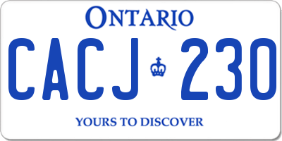 ON license plate CACJ230