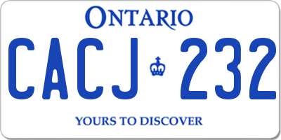 ON license plate CACJ232