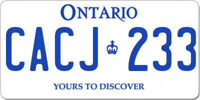 ON license plate CACJ233