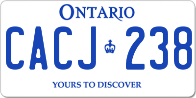 ON license plate CACJ238