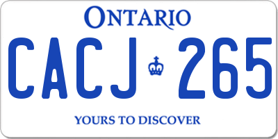 ON license plate CACJ265