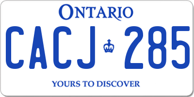 ON license plate CACJ285