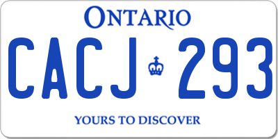 ON license plate CACJ293