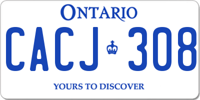 ON license plate CACJ308