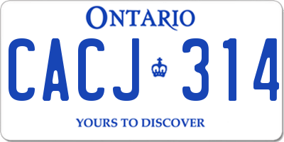 ON license plate CACJ314